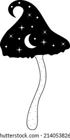 
Black and white vector illustration - star mushroom, mystical, lunar, stars. The image is drawn in graphic style.
The image is suitable for prints, logos, printing on fabric