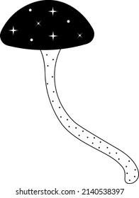 
Schwarz-Weiß-Vektorgrafik - Stern-Pilz, mystisch, Mondlicht, Sterne. Das Bild wird grafisch gezeichnet.
Das Bild eignet sich für Drucke, Logos, Stoffdruck