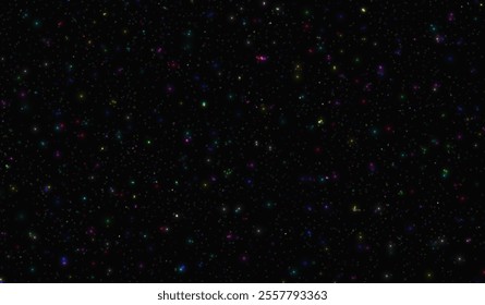 Black and white vector illustration of a starry sky with bright dotted stars of different sizes. Abstract background, perfect for use in design, science projects or space themes.