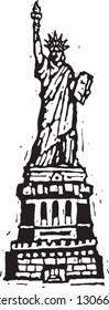 Black and white vector illustration of the statue of Liberty