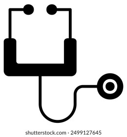 Ilustración vectorial en blanco y negro de un estetoscopio, una herramienta médica que se utiliza para escuchar los sonidos del corazón, los pulmones y otras partes del cuerpo.
