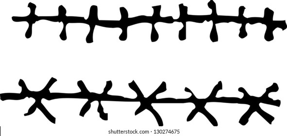 Black and white vector illustration of stitches