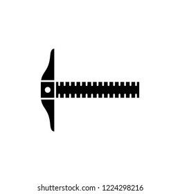 Black & white vector illustration of straight edge with t-square. Flat icon of ruler for architect, drafter, engineer. Technical & mechanical drawing tool. Isolated object on white background