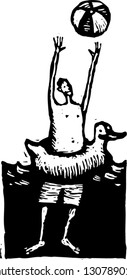 Black and white vector illustration of summer fun