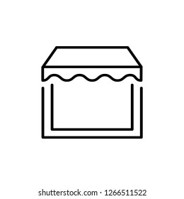 Black & white vector illustration of sun shade awning. Line icon of window canopy. Isolated object on white background