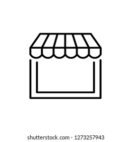Black & white vector illustration of sun shade awning. Line icon of window canopy. Isolated object on white background