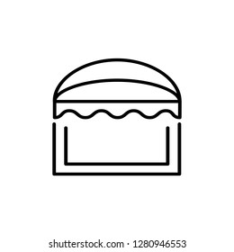 Black & white vector illustration of sun shade awning. Line icon of window canopy. Isolated object on white background
