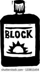 Black and white vector illustration of sunblock