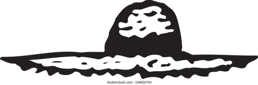 Black and white vector illustration of a sunhat