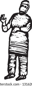Black and white vector illustration of surgeon