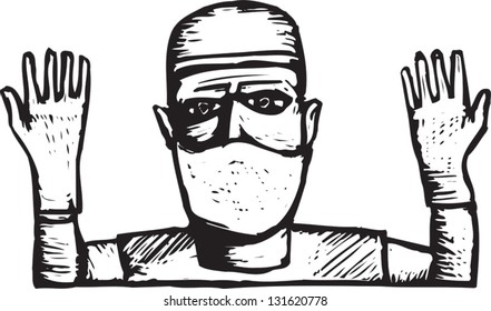 Black and white vector illustration of surgeon
