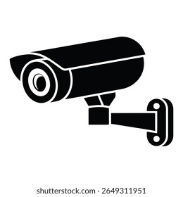 Ilustração vetorial em preto e branco de uma câmera de segurança de vigilância sobre fundo branco