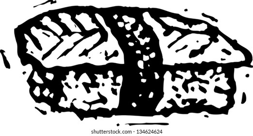 Black and white vector illustration of Sushi