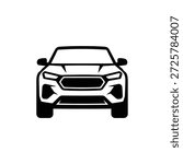  A black and white vector illustration of an SUV