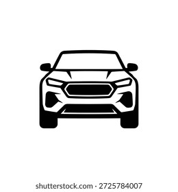  Una Ilustración vectorial en blanco y negro de la vista frontal de un SUV.