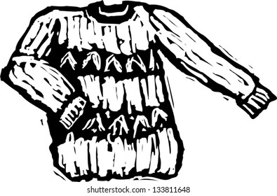 Black and white vector illustration of sweater