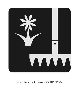 Black and white vector illustration symbolizing spring horticulture