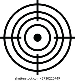 Una Ilustración vectorial en blanco y negro de un objetivo o una diana, que representa el enfoque, la precisión y los objetivos.