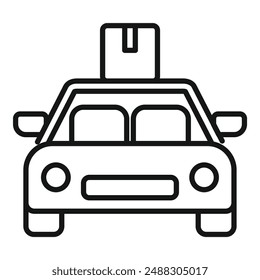 Schwarz-Weiß-Vektorillustration eines Taxi-Taxi-Icons mit Line-Art-Design, geeignet für verschiedene grafische Anwendungen