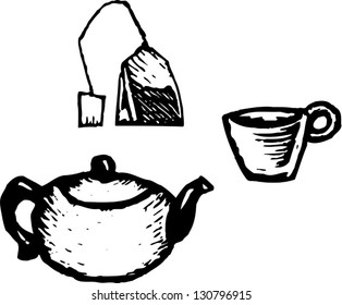 Black and white vector illustration of a teapot