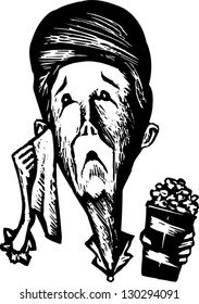 Black and white vector illustration of teen boy drinking soft drink