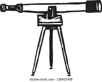 Black and white vector illustration of a telescope