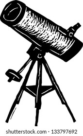 Black and white vector illustration of a telescope