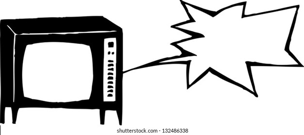 Black and white vector illustration of television talk show