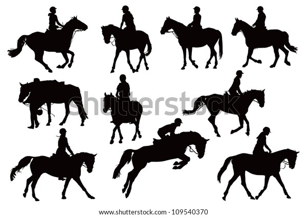 馬と馬を10本持つ白黒のベクターイラスト のベクター画像素材 ロイヤリティフリー