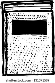 Black and white vector illustration of a text book