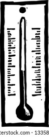 Black and white vector illustration of a thermometer