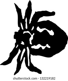 Black and white vector illustration of a tick