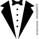 black and white vector illustration of black tie tuxedo	