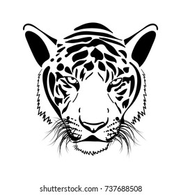 black and white vector illustration of a tiger head.