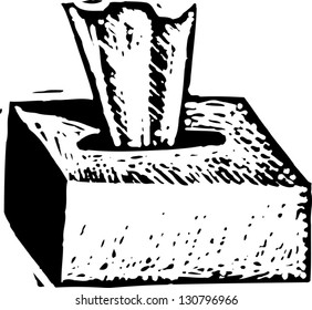 Black and white vector illustration of a tissue