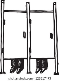 Black and white vector illustration of a toilet