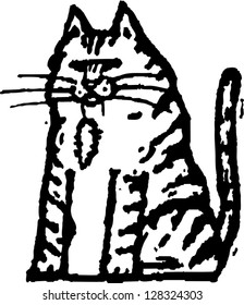 Black and white vector illustration of a tomcat