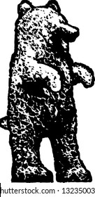Black and white vector illustration of a topiary of a bear