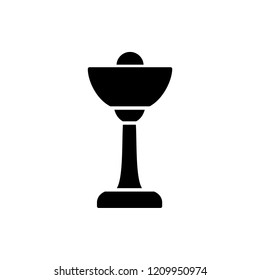 Black & white vector illustration of torchiere uplight table lamp. Flat icon of retro desktop light fixture. Home & office illumination. Isolated object on white background