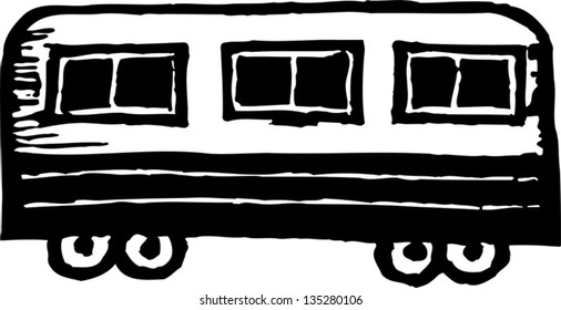 Black and white vector illustration of Train Passenger Car