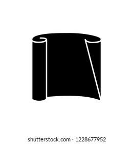 Black & white vector illustration of transparent tracing paper. Flat icon of material for architect, drafter, engineer. Technical & mechanical drawing tool. Isolated object on white background