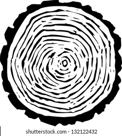 Black And White Vector Illustration Of Tree Rings