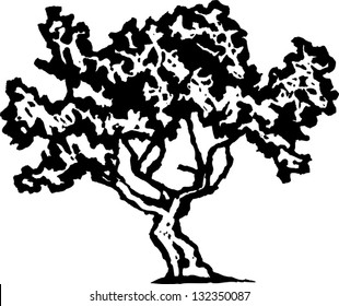 Black and white vector illustration of a tree