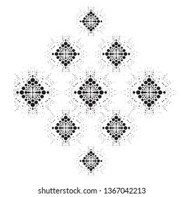 Black and white vector illustration. Tribal style. Indian ornament. Beautiful texture for textiles. decorative print. Circle pattern