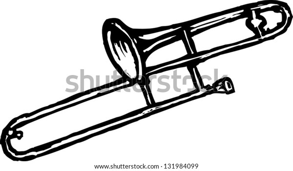 Black White Vector Illustration Trombone Stock Vector (Royalty Free ...