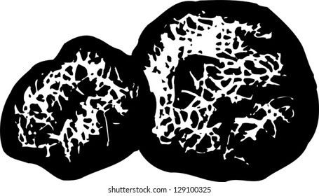 Black and white vector illustration of truffles