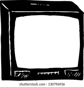Black and white vector illustration of a TV