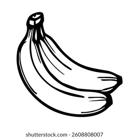 Black and white vector illustration of two bananas with a simple outline.