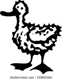 Black and white vector illustration of ugly duckling