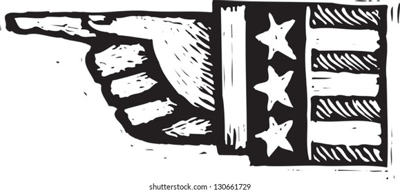 Black And White Vector Illustration Of Uncle Sam Pointing Hand